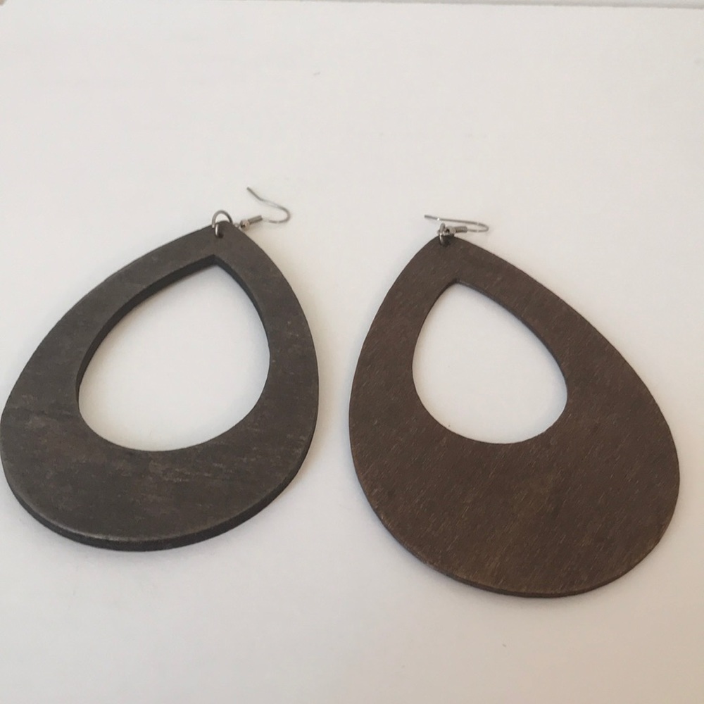 Dark Brown Wood Earrings